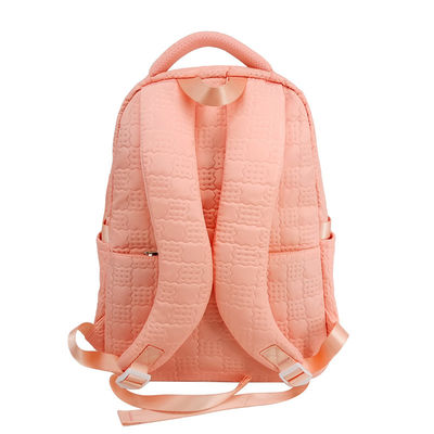 Bolsas escolares de emblema rosa Mochila de material de poliéster de nylon con estuche de lápiz