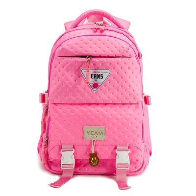 Bolso escolar unisex rosa con dos compartimientos principales