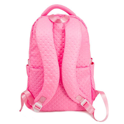 Bolso escolar unisex rosa con dos compartimientos principales