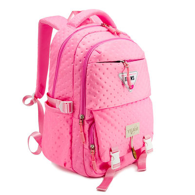 Bolso escolar unisex rosa con dos compartimientos principales