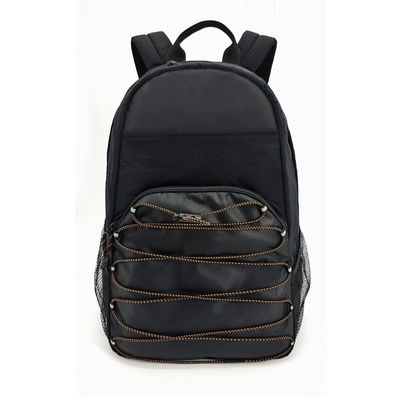 Mochila de tela de nylon suave Repelente de agua negro para viajes al aire libre