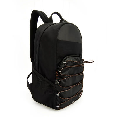 Mochila de tela de nylon suave Repelente de agua negro para viajes al aire libre