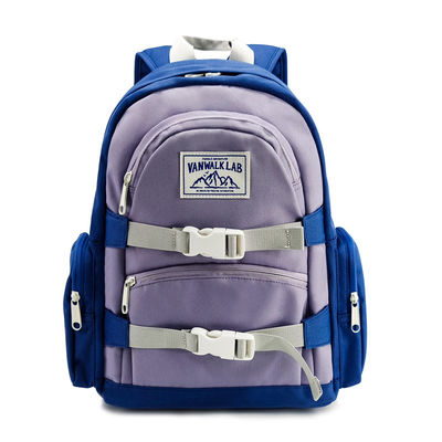 Bolsa de pañales de nylon suave Mochila con 2 bolsillos exteriores Color azul