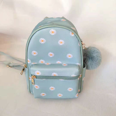 Mochila portátil azul pequeña con cierre de cremallera