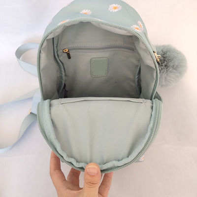 Mochila portátil azul pequeña con cierre de cremallera
